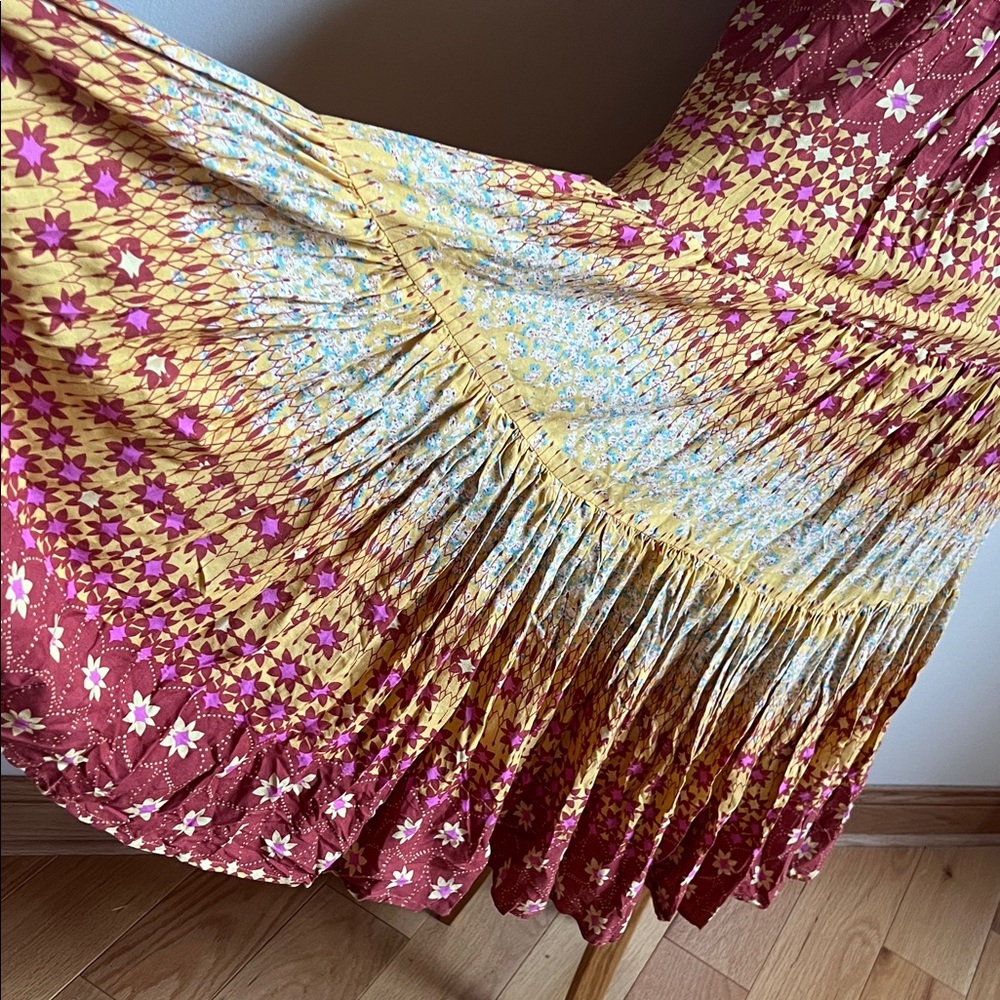 Free People Burgundy and Mustard vibrant Dress - Picture 5 of 10
